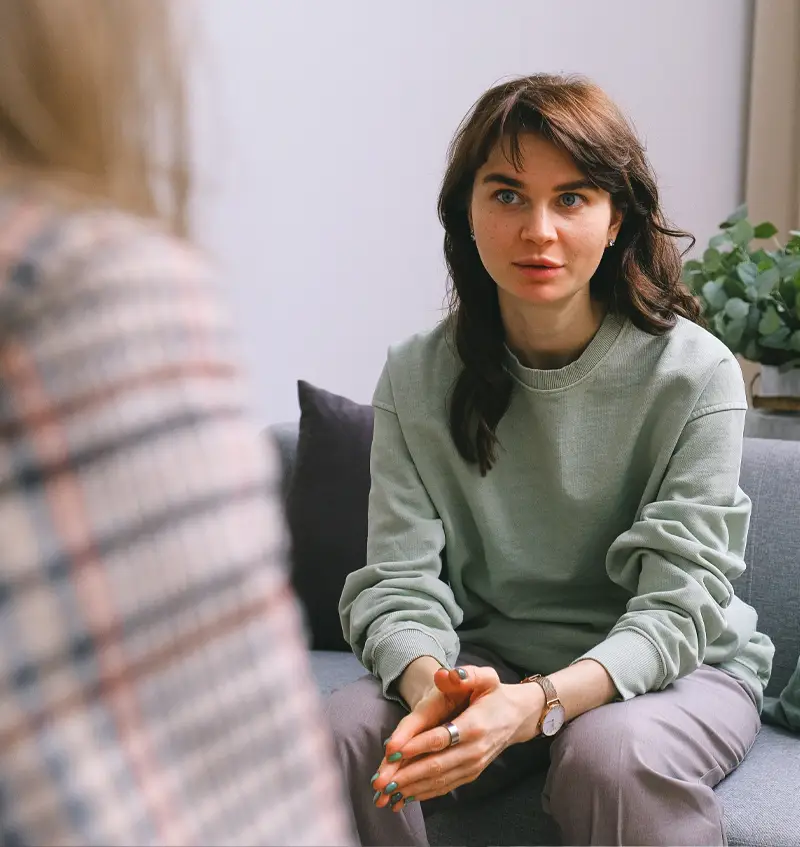 woman being in mindful in office