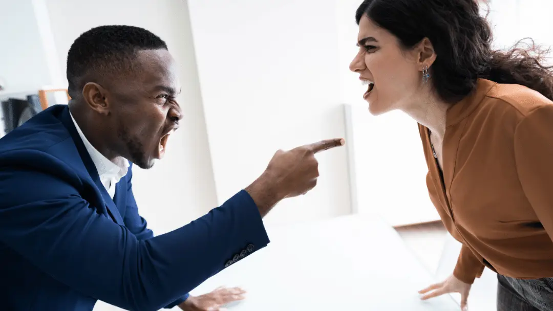 man and woman arguing vehemently